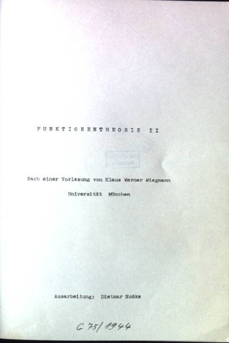 Funktionentheorie - , ii